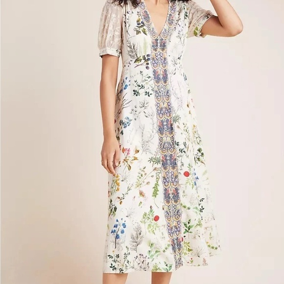 Geisha Designs Anthropologie Donna Floral Midi Dress, Size Large - Picture 2 of 13